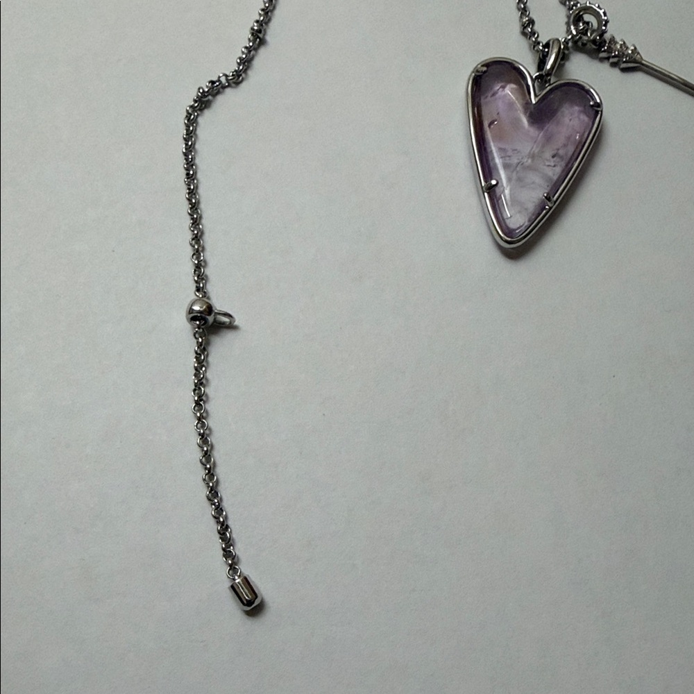 Kendra Scott Silver Heart with Arrow pendant in Amethyst - Picture 3 of 6